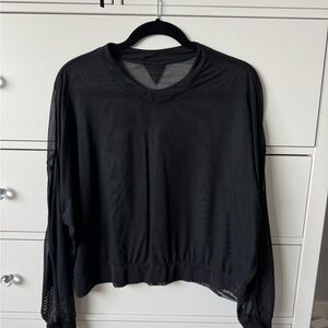 alo Black Mesh Long Sleeve Top